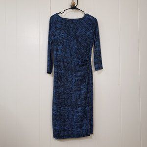 Talbots Blue and Black Faux Wrap Dress Size M
